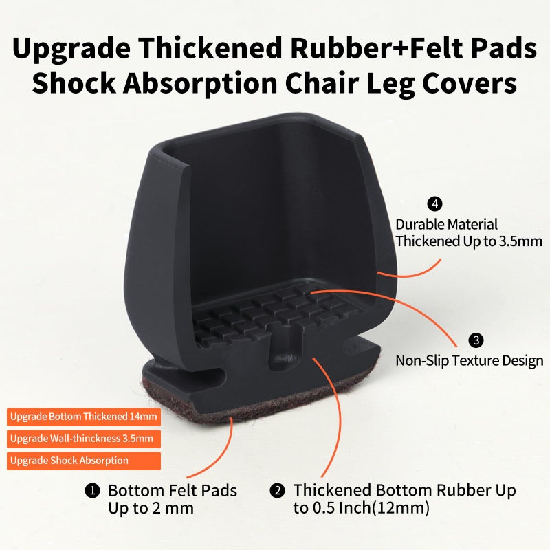 Ezprotekt 24 PCS Small Silicone Chair Leg Floor Protectors for Hardwood Floors  Felt Furniture Pads  Chair Leg Caps Covers  Bar Stool Floor Protectors for Chair Sliders  No Scratches (Fit 0.5""-0.8""  Black) - Image 2